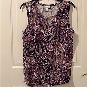 Dana Buchman Bohemian Sleeveless Blouse Purple Paisley